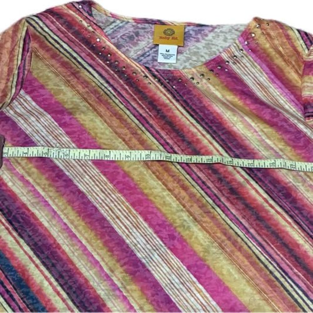 Ruby Rd. Size M Striped Embellished Top - Picture 3 of 4
